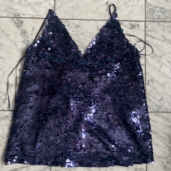 Navy Blue Sequin Tank - Picture 1 of 5